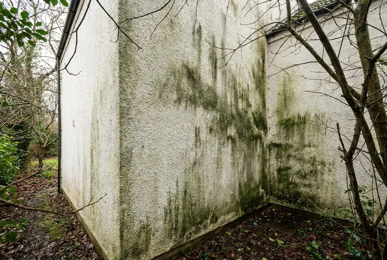 Mousses installées sur une façade orientée au nord